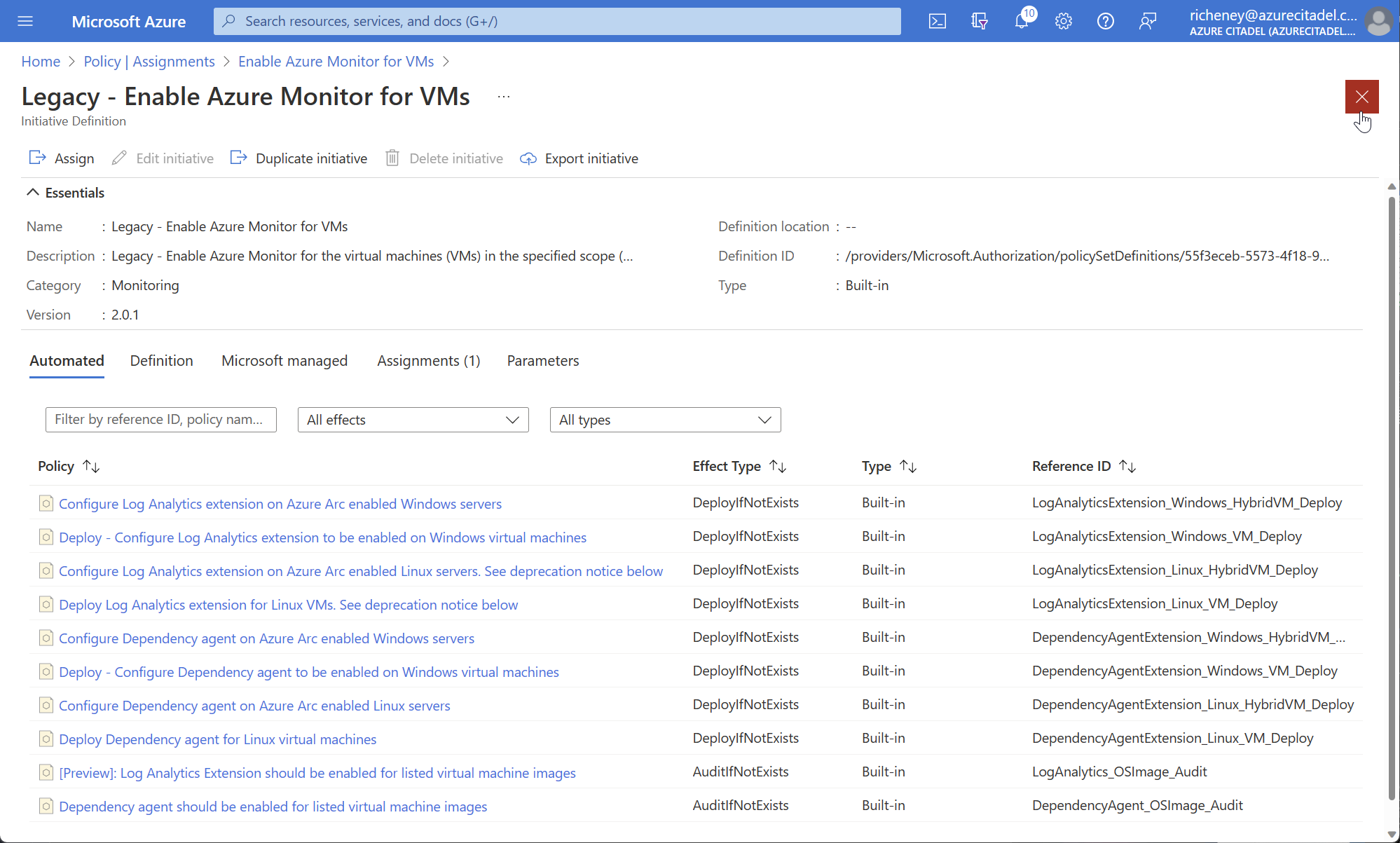 Legacy policy initiatives