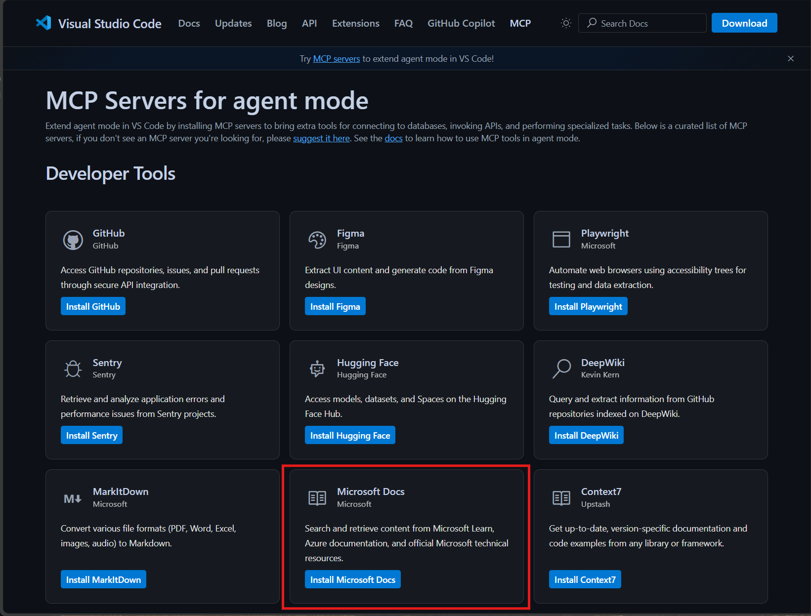 Browsing the curated list of MCP servers on GitHub