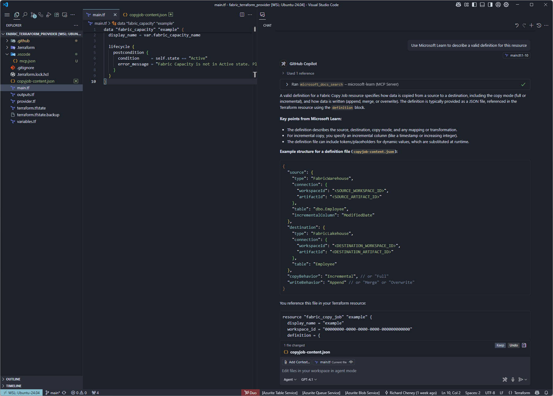 The Microsoft Learn MCP server describing a valid definition for the resource