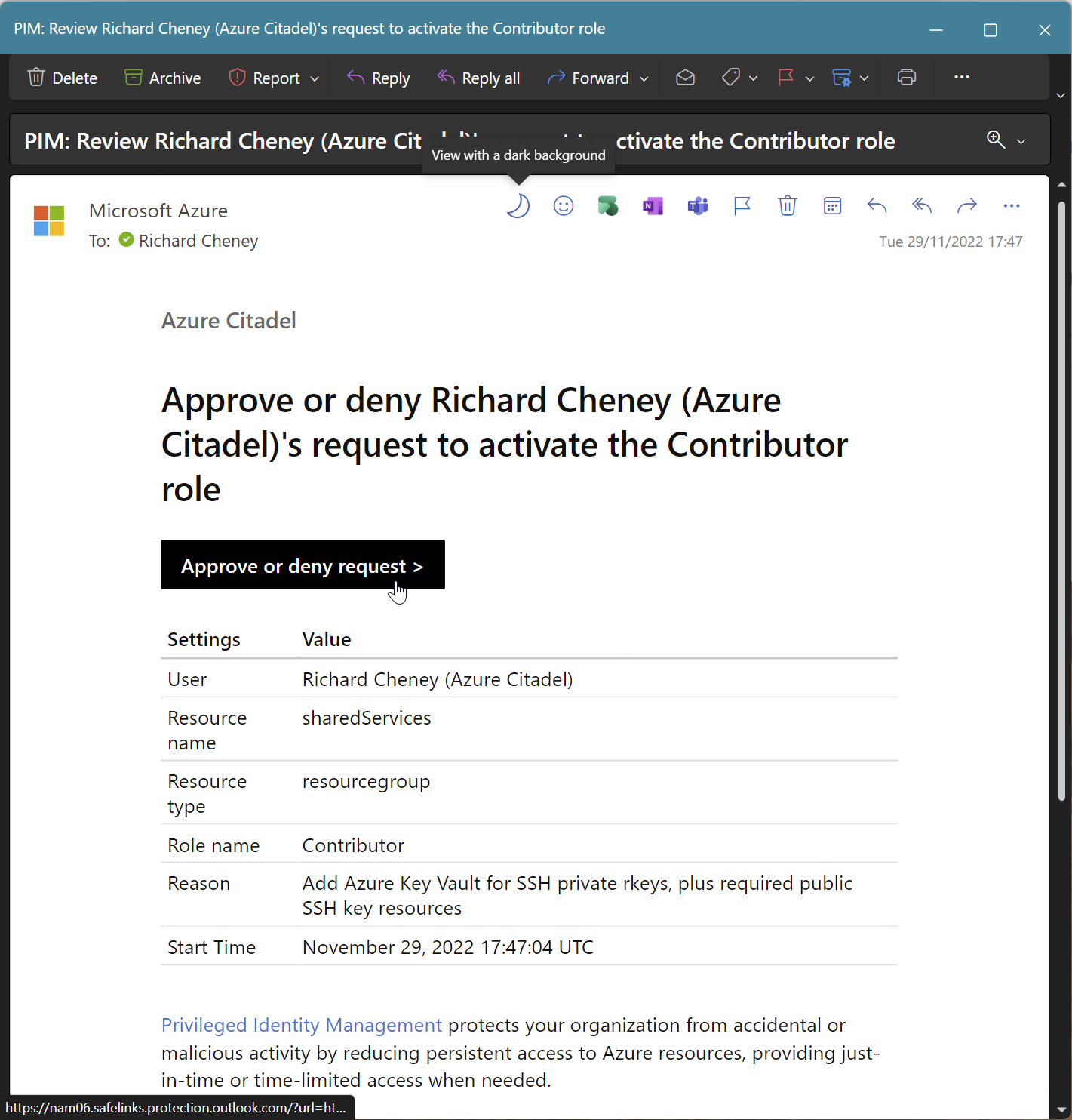 Approve request email