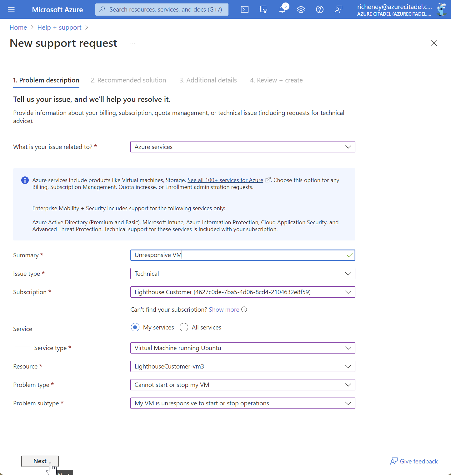 Multi-tenant support ticket