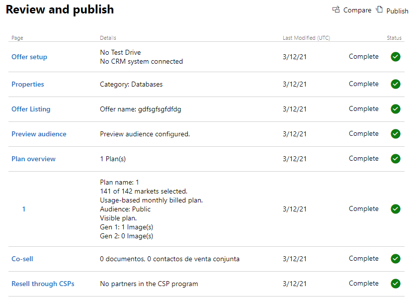 Publish summary screenshot